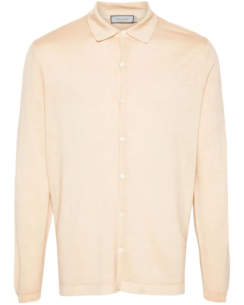 Canali Cardigan mit Poloshirtkragen - Orange Orange