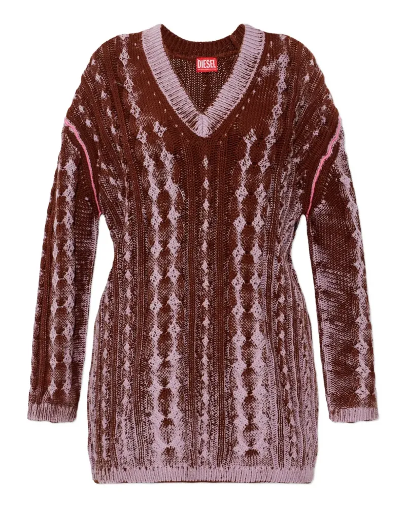 Diesel M-ELGA cable-knit diamond-pattern sweater - Braun Braun