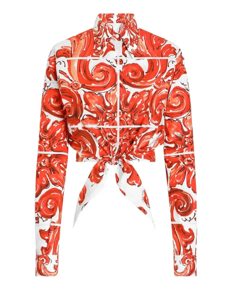 Dolce & Gabbana Majolica-print tie-front shirt - Rot Rot