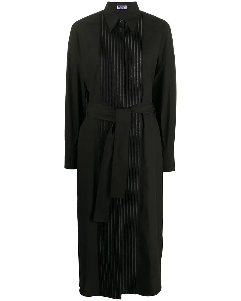 Brunello Cucinelli Hemdkleid mit Biesen - Schwarz Schwarz
