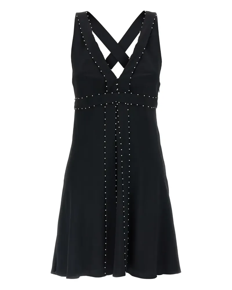 Giovanni Bedin pearl-appliqué V-neck mini dress - Schwarz Schwarz