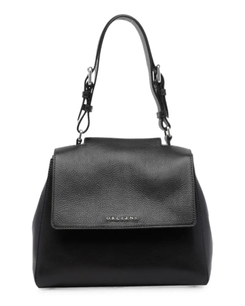 Orciani Strukturierte Handtasche mit Logo-Schild - Schwarz Schwarz