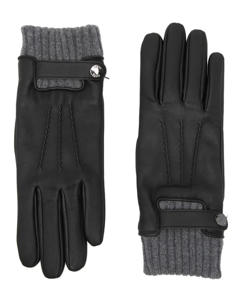HUGO BOSS Gerippte Handschuhe aus Leder - Schwarz Schwarz