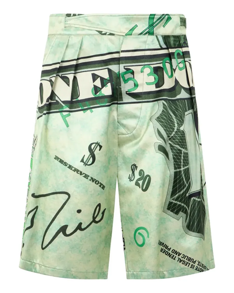 Moschino graphic-print pleated shorts - Grün Grün