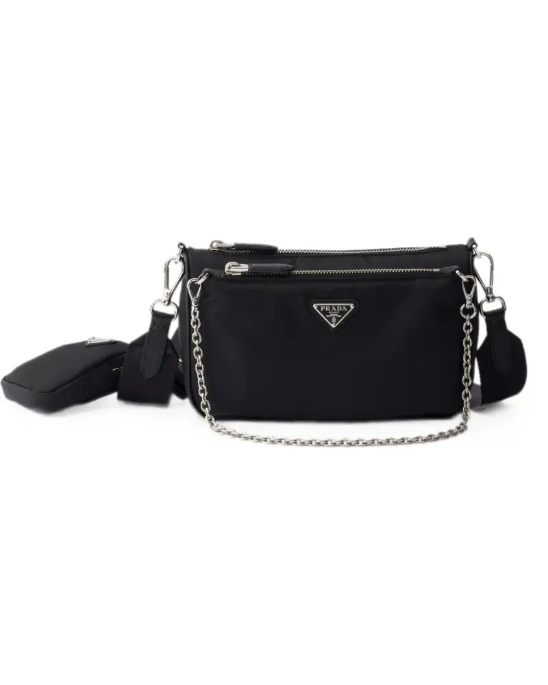 Prada Re-Nylon and saffiano-leather mini shoulder bag - Schwarz Schwarz