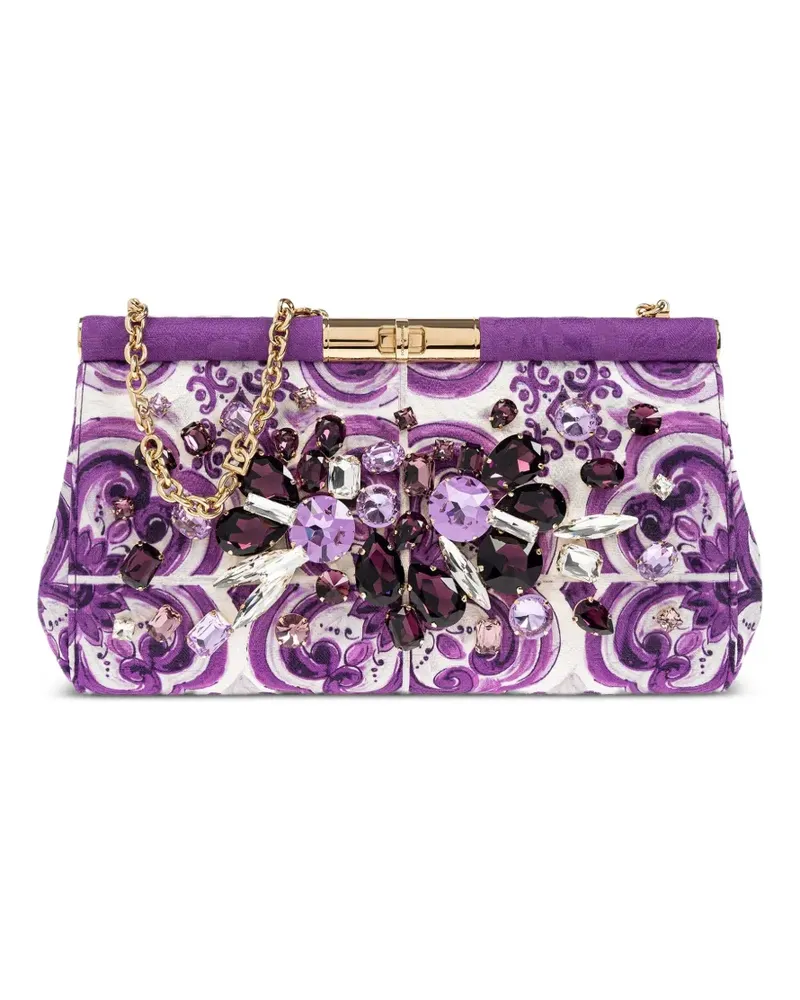Dolce & Gabbana Kleine Marlene Clutch mit Blumen - Violett Violett