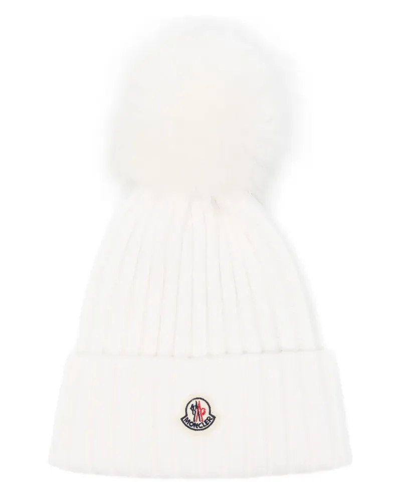 Moncler Gerippte Bommelmütze - Weiß Weiß