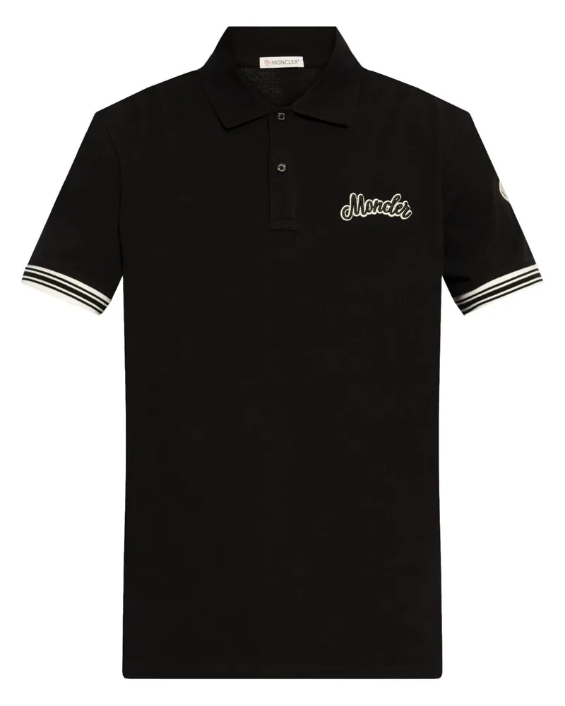 Moncler Poloshirt mit Logo-Stickerei - Schwarz Schwarz