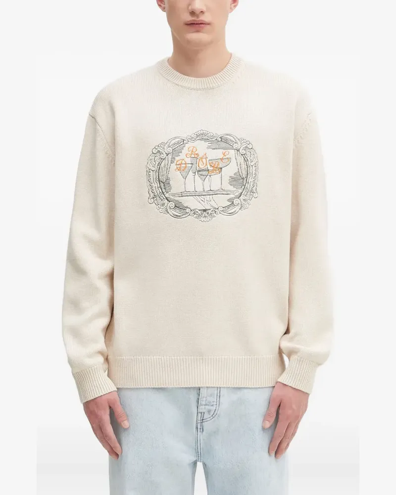 Drôle de Monsieur Bestickter Pullover - Nude Nude