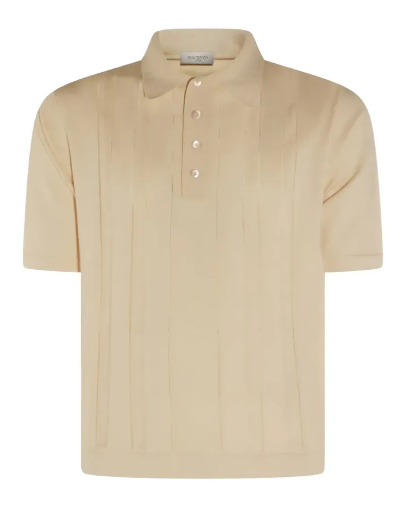 Piacenza Cashmere vertical-stripe polo shirt - Nude Nude