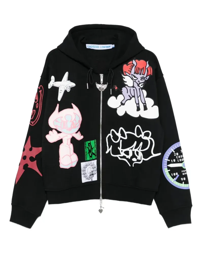 CHOPOVA LOWENA Flying High Kapuzenjacke mit Print - Schwarz Schwarz