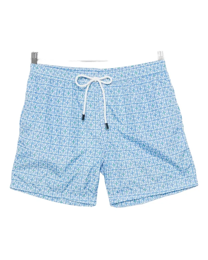 BARBA geometric-print drawstring swim shorts - Blau Blau
