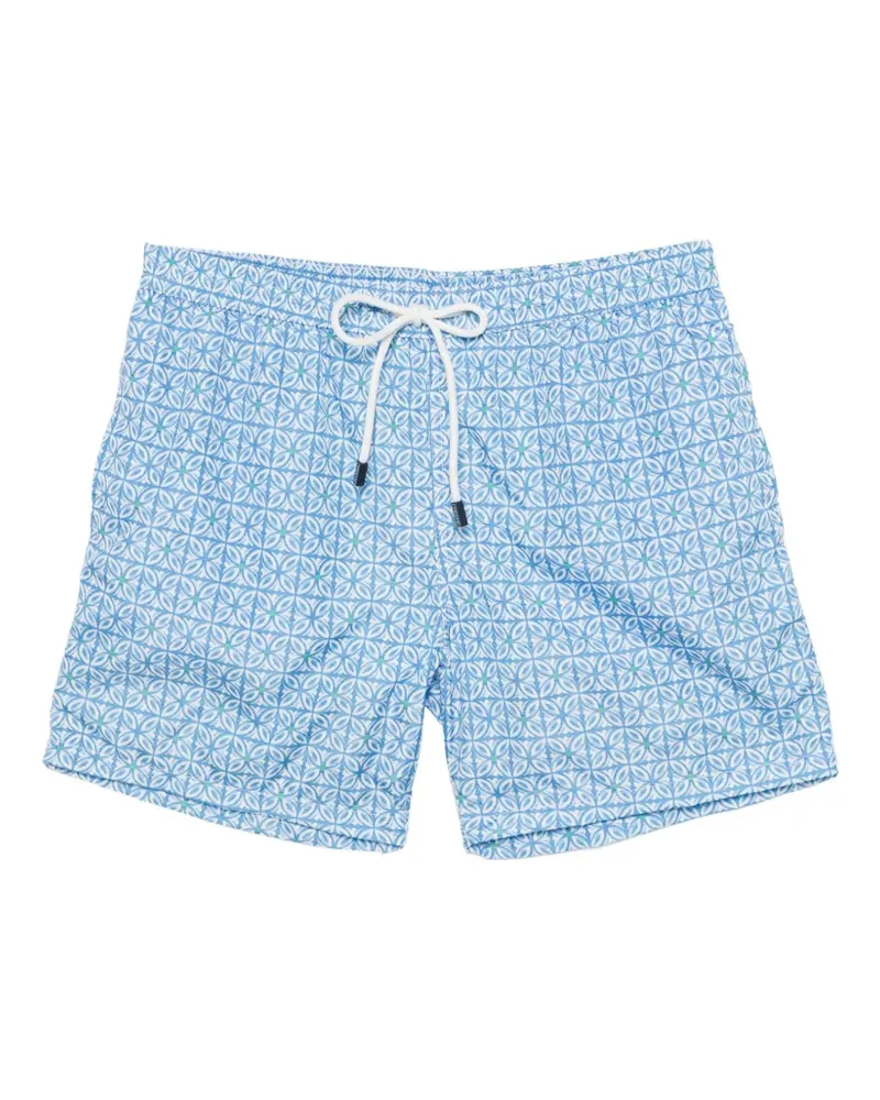 BARBA geometric-print drawstring swim shorts - Blau Blau