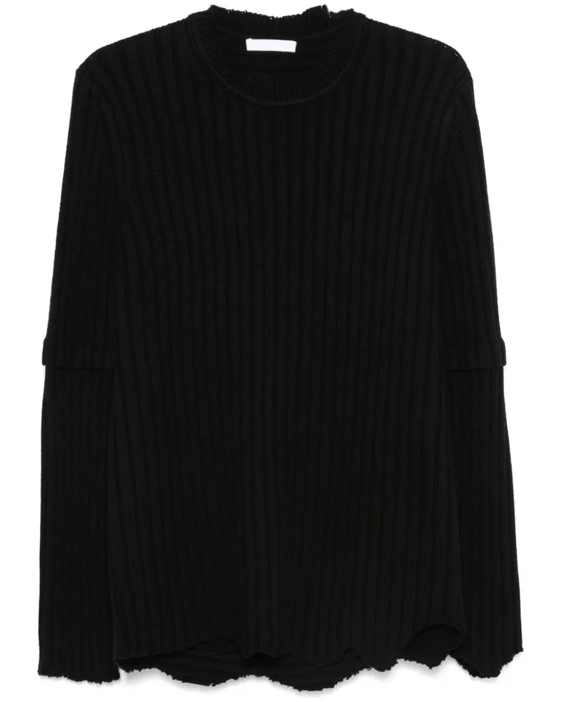 Helmut Lang Gerippter Strickpullover Schwarz