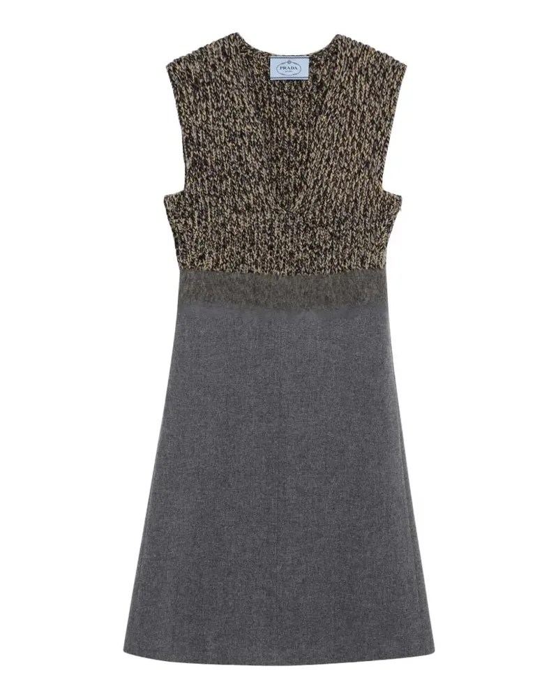 Prada chunky-knit panelled dress - Grau Grau