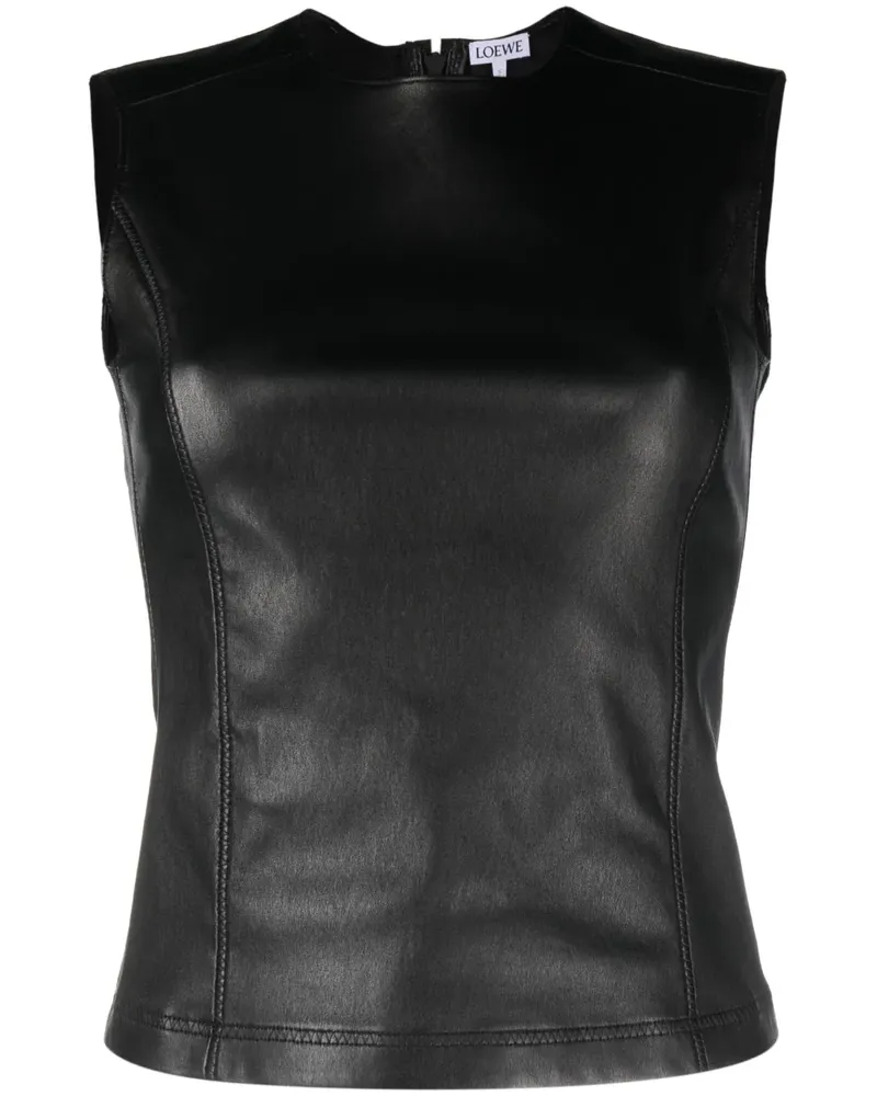 Loewe Top aus Lammleder - Schwarz Schwarz