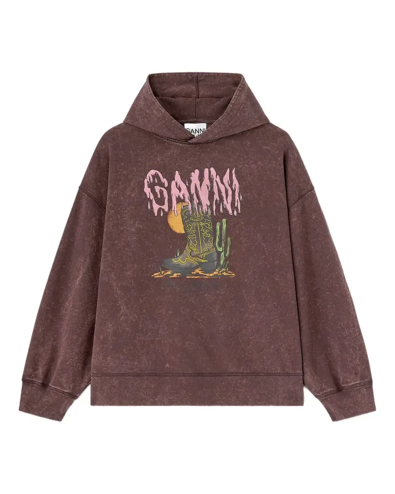 Ganni Hoodie mit grafischem Print - Braun Braun