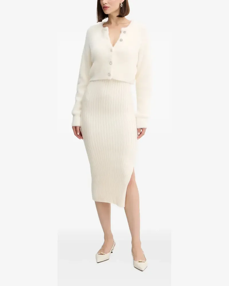 Morgan Set aus geripptem Strick-Midikleid und Cardigan - Nude Nude