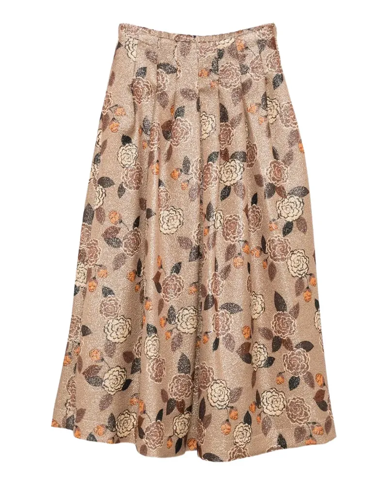 SIYU Dalia floral-jacquard pleated maxi skirt - Nude Nude