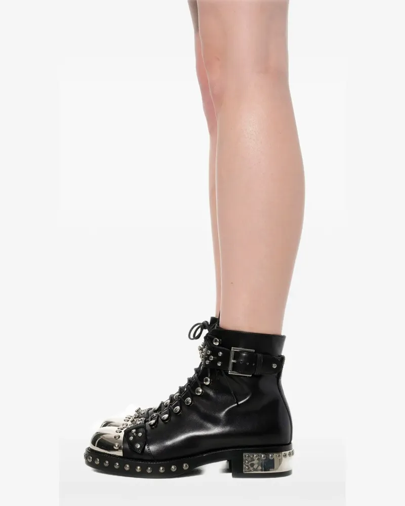 Alexander McQueen stud-embellished metal-toe ankle boots - Schwarz Schwarz