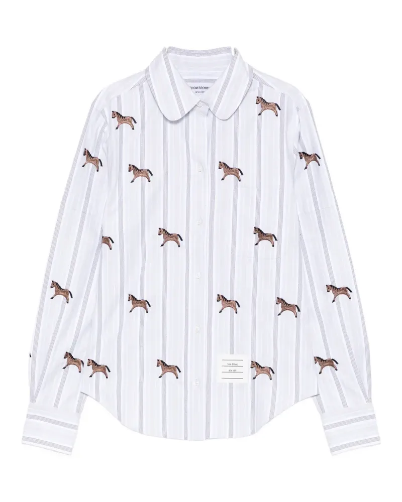 Thom Browne horse-embroidered shirt - Blau Blau