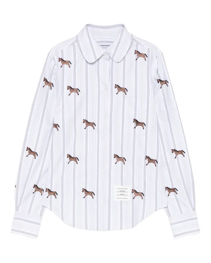Thom Browne Hemd mit Pferdestickerei - Blau Blau
