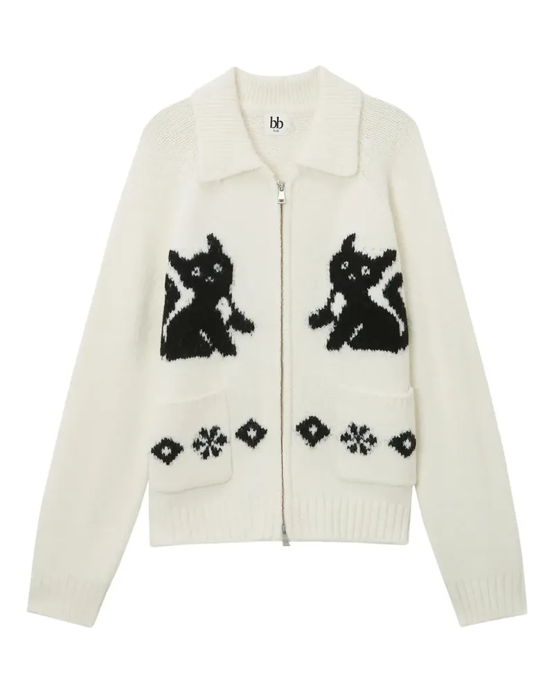 b+ab Cardigan mit Zip Cat-Muster - Nude Nude