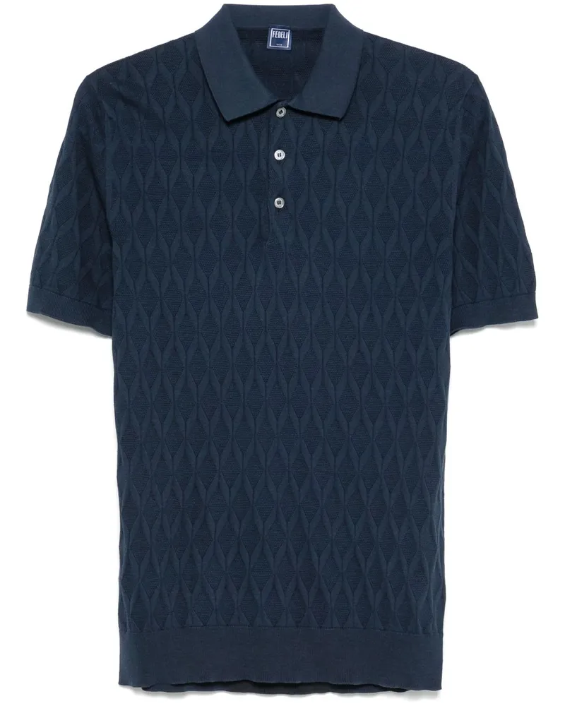 Fedeli Strukturiertes Poloshirt - Blau Blau
