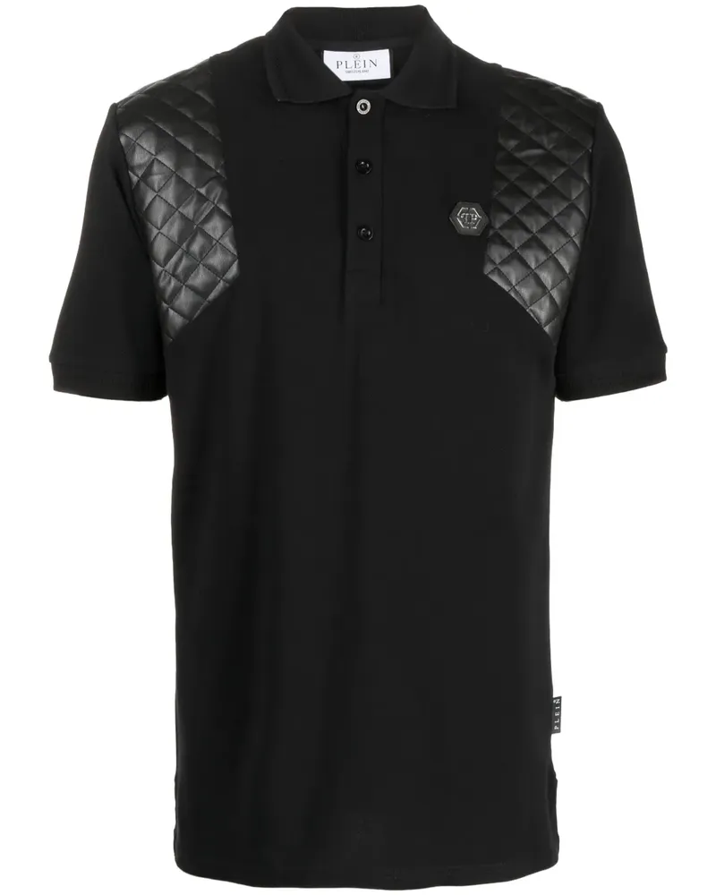 Philipp Plein Skull and Bones Poloshirt mit Strass - Schwarz Schwarz