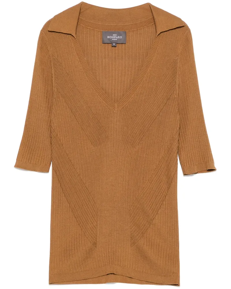 Eric Bompard Fein geripptes T-Shirt - Braun Braun
