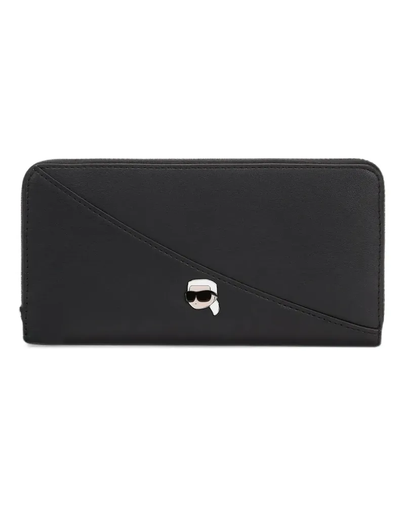 Karl Lagerfeld Ikon elongated faux-leather wallet - Schwarz Schwarz