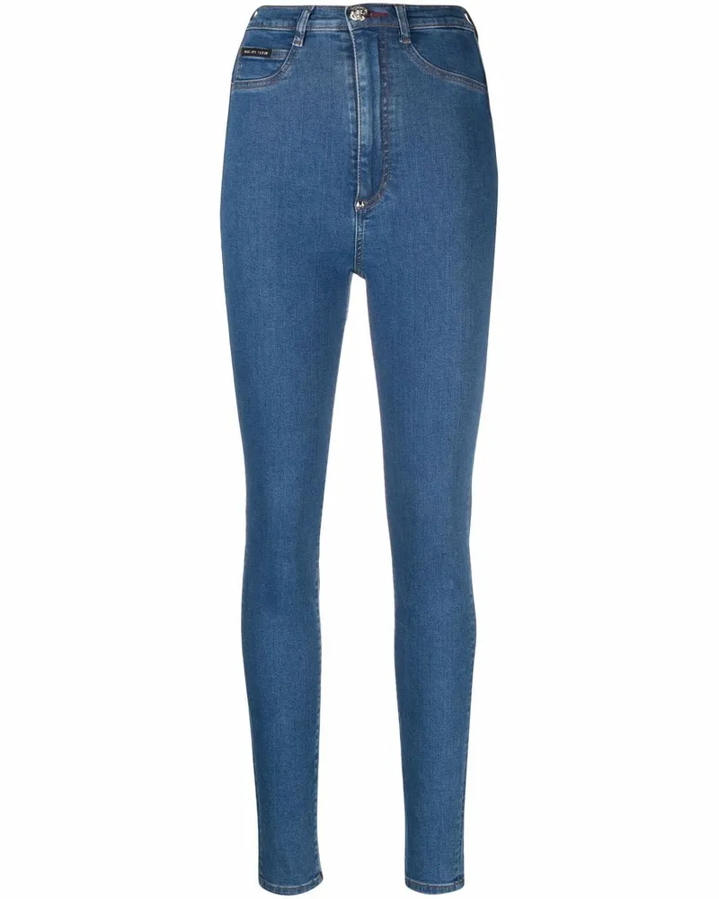 Philipp Plein Jeggings mit hohem Bund - Blau Blau