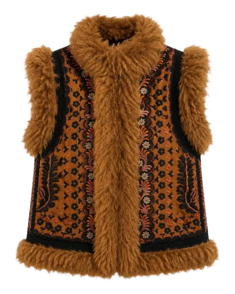 Antik Batik Sandora Weste mit Shearling-Besatz - Braun Braun