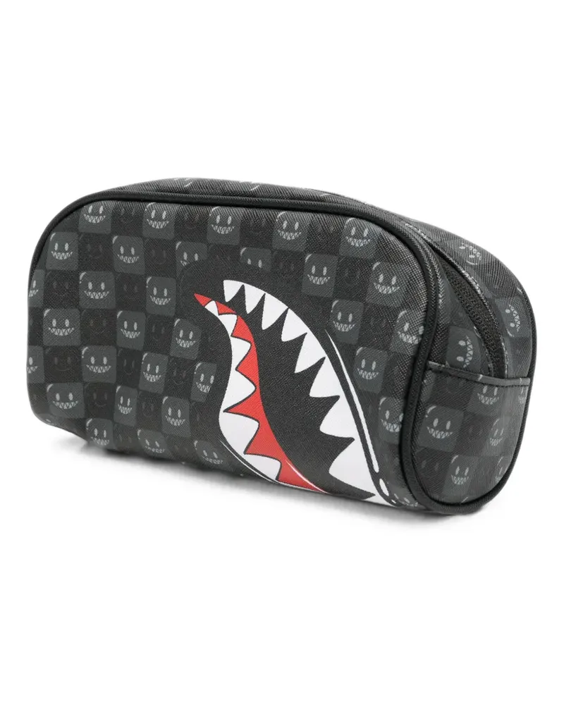 Sprayground Shark Mouth check-print pouch - Schwarz Schwarz