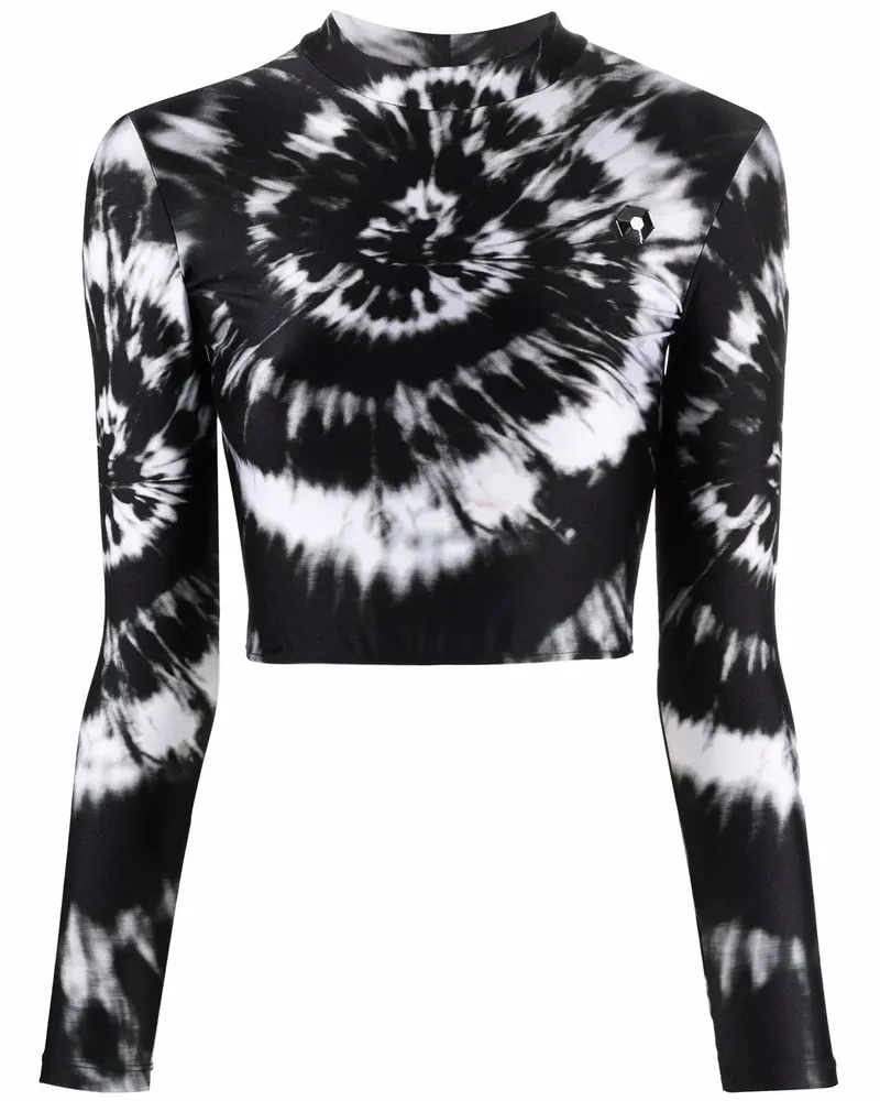 Philipp Plein Cropped-Oberteil mit Batikmuster - Schwarz Schwarz