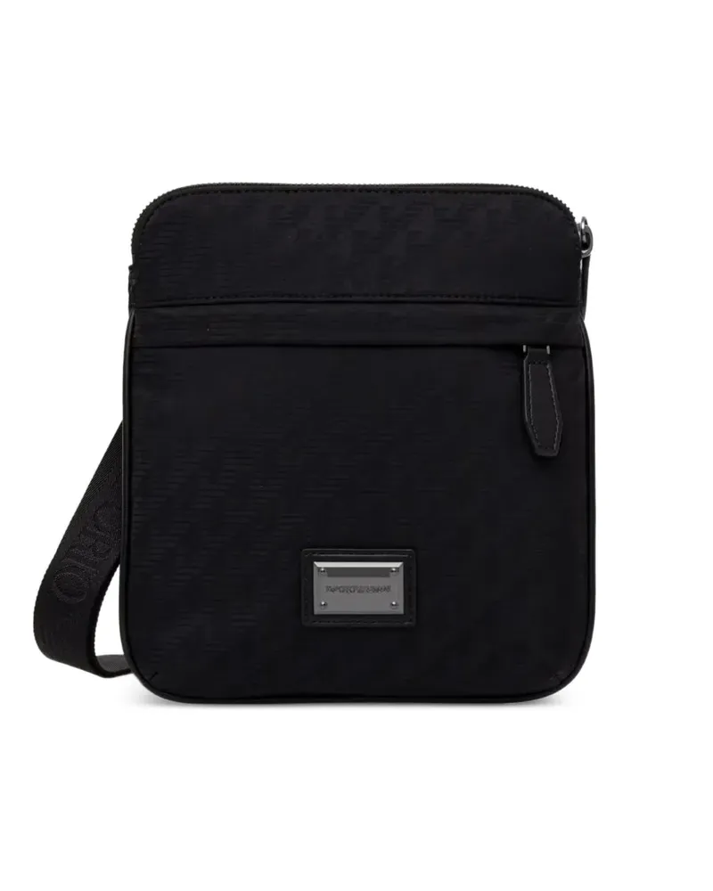 Emporio Armani Kuriertasche mit Monogrammmuster - Schwarz Schwarz