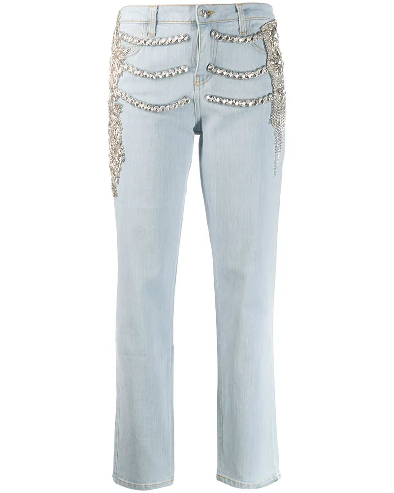 Philipp Plein Boyfriend-Jeans mit Kristallen Blau