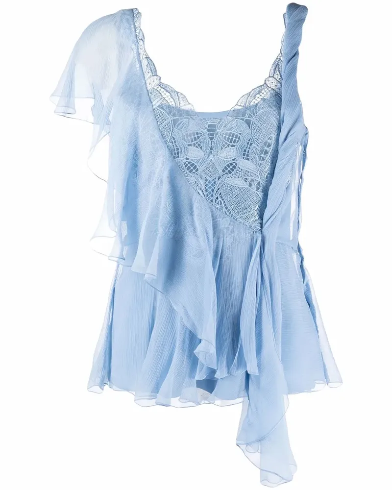 Alberta Ferretti Top mit Spitzendetail - Blau Blau