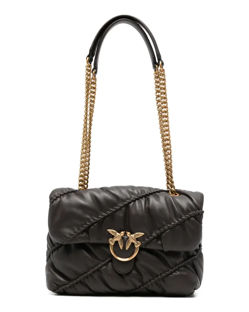 Pinko Love Puff Schultertasche aus Leder mit Chevron-Steppung - Braun Braun