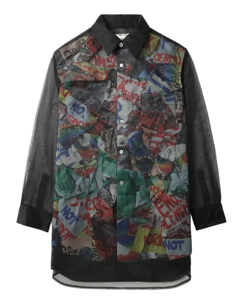 Comme des Garçons Hemd mit semi-transparentem Einsatz - Schwarz Schwarz