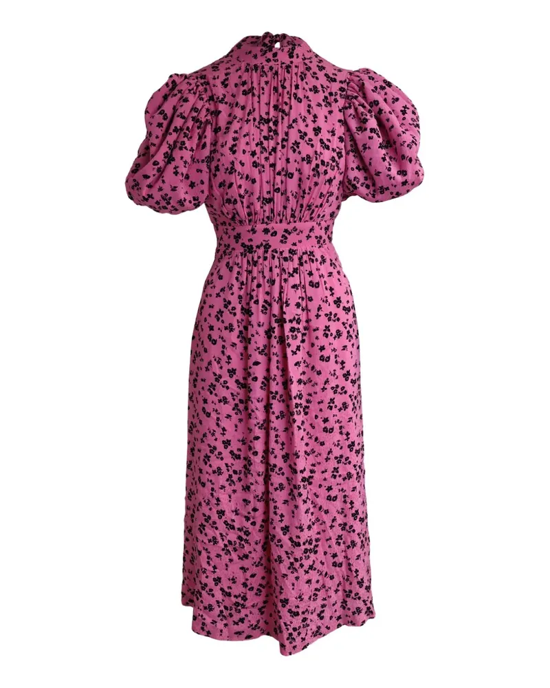 ROTATE Birger Christensen puffed-sleeve floral midi dress - Rosa Rosa