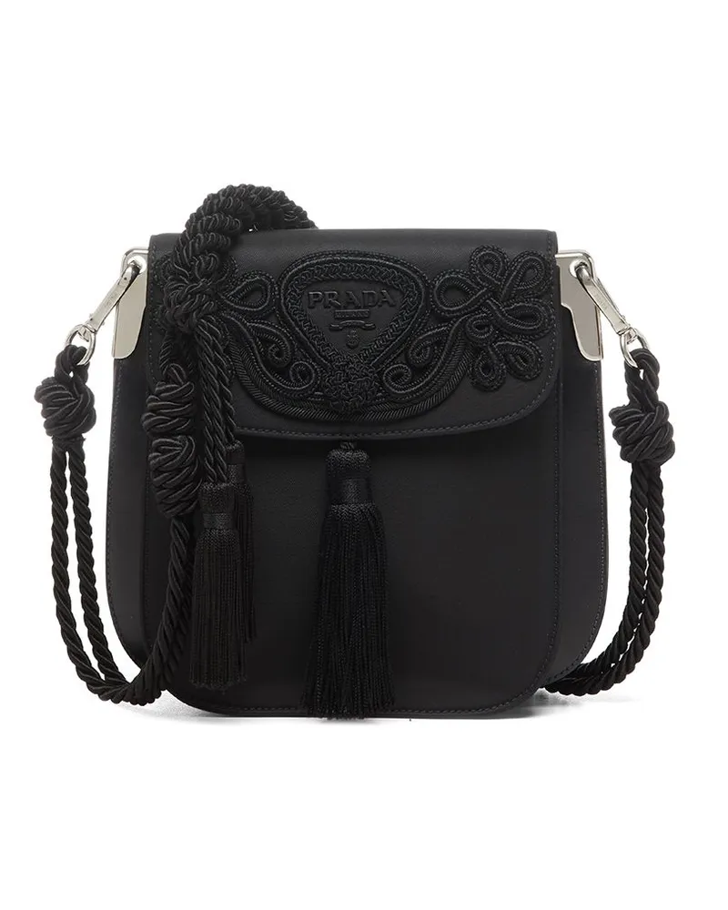Prada Schultertasche mit Logo - Schwarz Schwarz