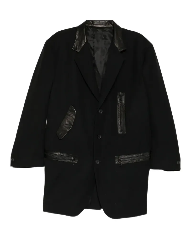 Yohji Yamamoto Army Sakko mit Gabardine-Einsatz - Schwarz Schwarz