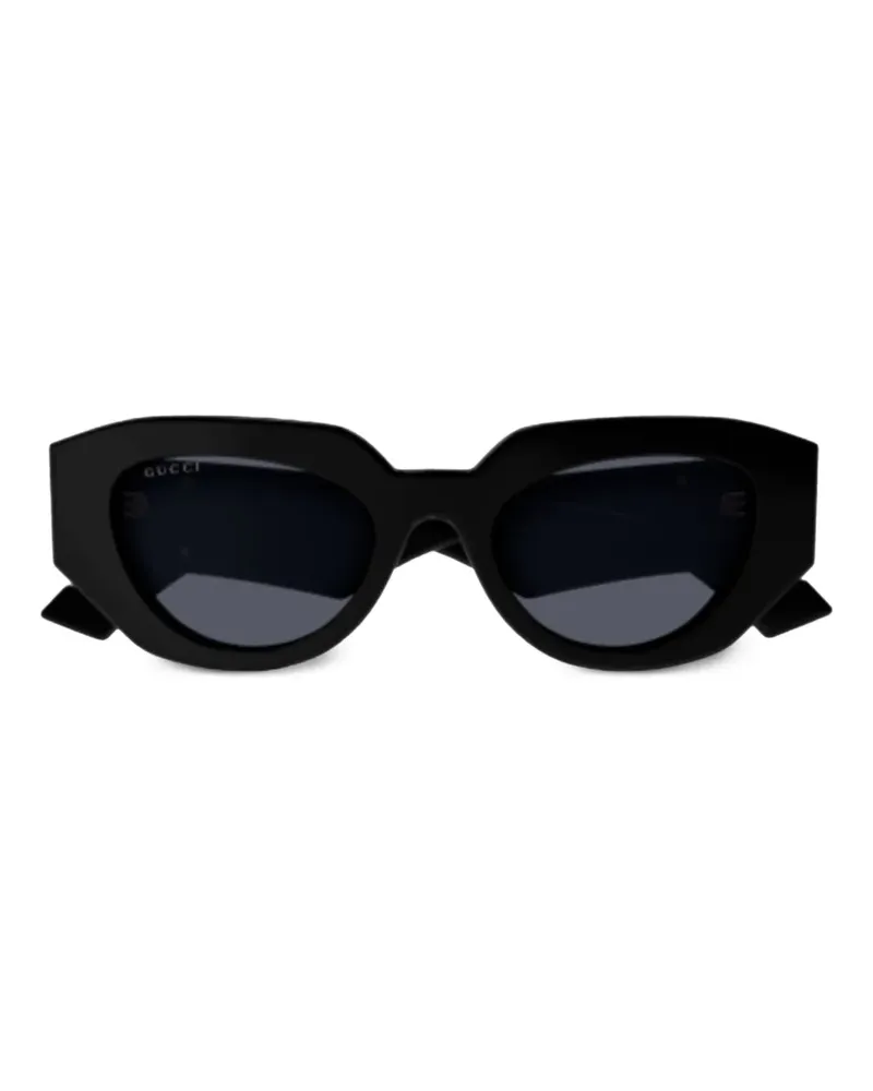 Gucci Sonnenbrille mit ovalem Gestell - Schwarz Schwarz