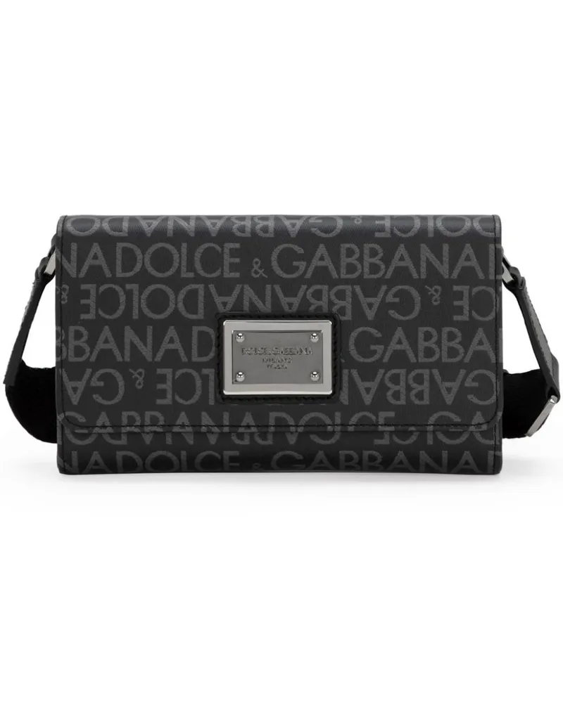 Dolce & Gabbana Beschichtete Jacquard-Umhängetasche - Schwarz Schwarz