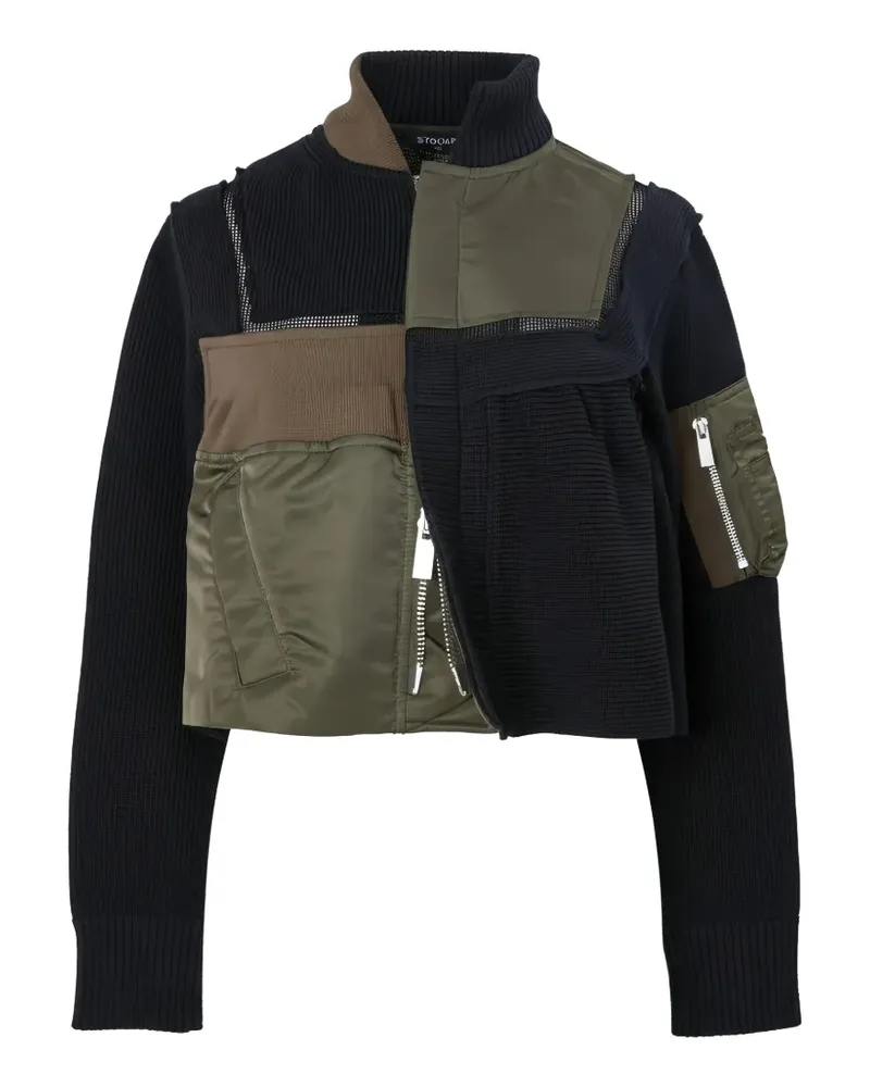Sacai panelled zip-up sweater - Blau Blau
