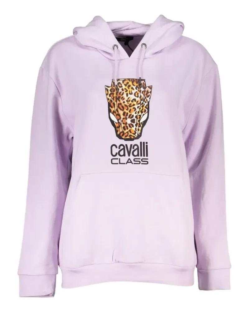 Roberto Cavalli leopard-print logo hoodie - Violett Violett