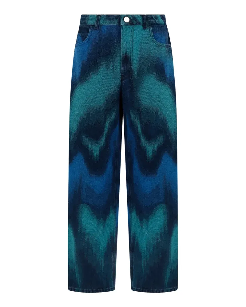 Alberta Ferretti wavy-pattern jeans - Blau Blau