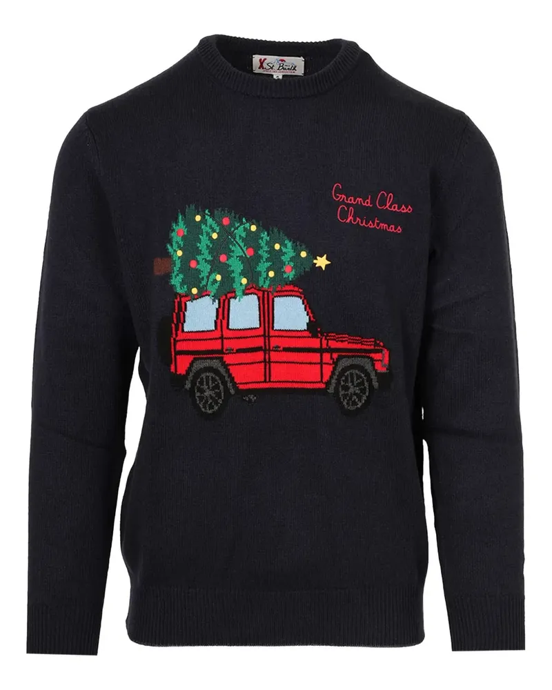 MC2 Saint Barth Pullover mit Weihnachtsgrafik - Blau Blau
