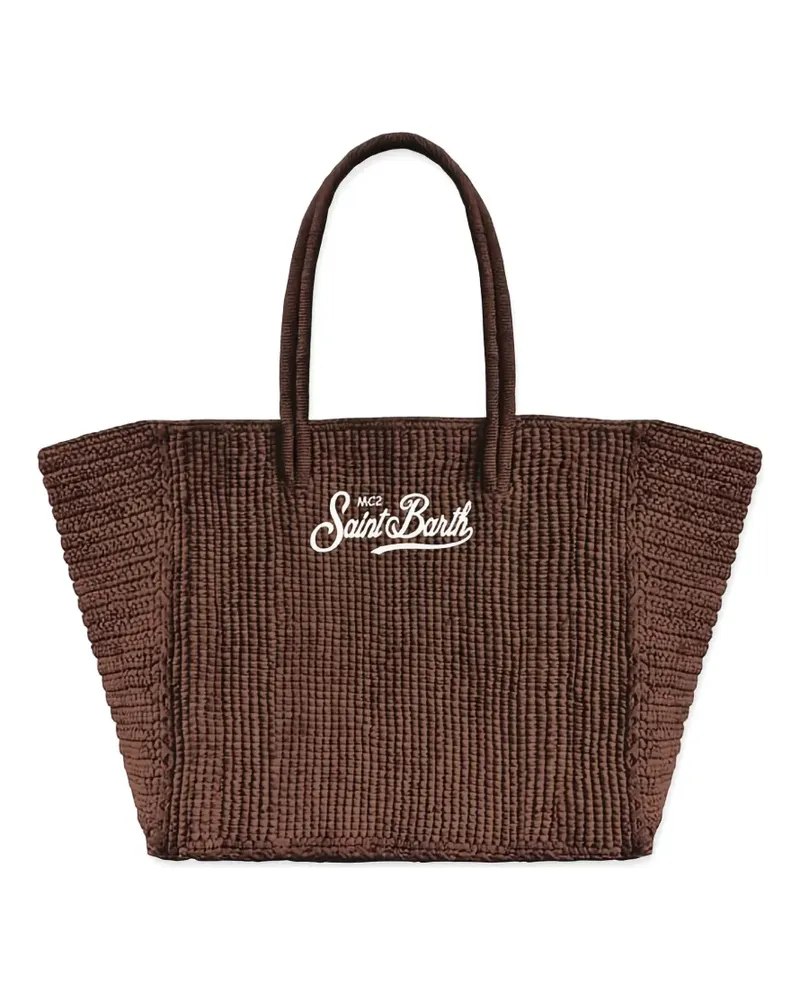 MC2 Saint Barth logo-embroidered raffia tote bag - Braun Braun